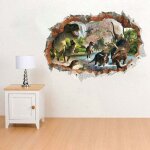 Sticker muraux dinosaures dans la rivi�re 3d autocollant mural 3d vue d'effet sp�cial 3d � l'ext�rieur ...