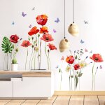 Sticker mural fleur 110 x 70 cm, d�coration chambre enfant, sticker mural color� pour salon, chambre ...