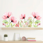 Stickers muraux fleurs coquelicots autocollant mural aquarelle floral rose deco stickers salon cuisine ...