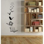 Sticker mural livre ouvert - autocollant d'art mural de salle de classe d'cole de bibliothque - dcoration ...