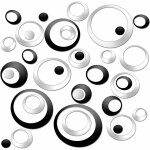 Fei yu - stickers muraux miroir cercle acrylique, stickers muraux salle de bain ((noir et argent) 48 ...
