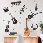 Stickers muraux musique guitare stickers muraux instruments de musique autocollant mural musique piano ...