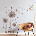 Stickers muraux pissenlit autocollants muraux fleurs sticker mural papillons pissenlit pour salons chambres ...