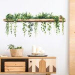 Stickers muraux plantes vertes autocollant mural suspension adh�sif art decoration murale sticker mural ...