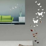 Stickers papillons muraux, 36 pi�ces stickers miroir papillon acrylique argent 3d stikers murals papillon ...