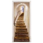 Stickers de porte, 3d intrieure chambre dcoration trompe l'oeil vintage sticker muraux, escaliers adulte ...