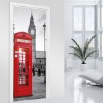 Stickers pour porte - cabine tlphonique londres - 63 x 205 cm - adhsif mat