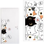 Sticker de porte chat cartoon autocollant mural pour chambre d'enfant d�coration int�rieure animaux peints ...