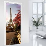 Lumala - stickers pour porte - tour eiffel - 63 x 205 cm - adhsif mat