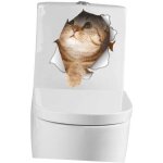 Stickers toilette chat amovibles pvc pour d�coration murale autocollants adh�sifs pour wc et autres lisses ...