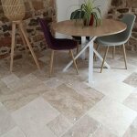 Carrelage travertin rustique - mix beige - opus 4x1, 2cm - vieilli - (0, 74 m�)