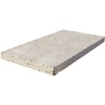 Stone by stone - margelle 3cm travertin 1er choix - mix beige - 33x61x3cm bord droit - vieilli - vendu ...