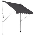 Store banne de balcon 2 x 1, 5 m, fixation par pinces, abri d?ombrage r�tractable manuel, inclinaison ...