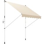 Store banne - bras articul�s r�glables - fixation par pression - manivelle - toile aluminium beige - ...