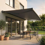 Store banne coffre int�gral celeste (motorisation � t�l�commande + man?uvre de secours - gris anthracite ...