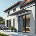 Store banne coffre int�gral cinabre 3, 50x2, 00 m (manuelle - blanc ral 9010 - gris fonc� 250g / m�)