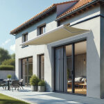 Store banne coffre int�gral cinabre 3, 50x2, 00 m (motorisation � t�l�commande - blanc ral 9010 - �cru ...