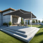 Store banne double pente enargite 3, 00x2x2, 00 m (manuelle - blanc ral 9010 - gris fonc� 250g / m�)