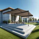 Store banne double pente enargite 3, 00x2x2, 00 m (manuelle - gris anthracite ral 7016 - taupe 250g / ...