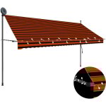 Store banne avec led, auvent rtractable, marquise auvent de porte 350 cm orange et marron owv40492 design ...