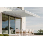 Store banne monobloc structure blanche vecchio 3m x 2, 5m toile beige