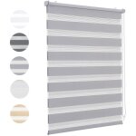 Store enrouleur z�br� jour nuit 80 x 200 cm gris installation sans per�age occultants protection solaire ...
