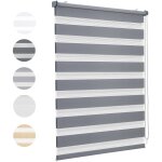 Store enrouleur z�br� jour nuit 85 x 130 cm gris fonc� installation sans per�age occultants protection ...