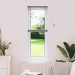 Store de fen�tre avec des rideaux manuel argent aluminium vidaxl