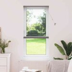 Store de fen�tre avec des rideaux manuel argent aluminium vidaxl