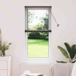 Store de fen�tre avec des rideaux noir aluminium vidaxl