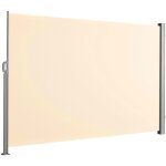 Store lat�ral ext�rieur 280 g / m� brise vue pour terrasse, structure aluminium, beige 180 x 350 cm