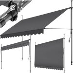 Tectake - store  pince sans perage avec manivelle, rglable en hauteur - 350 x 180 cm, noir / gris