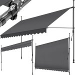 Tectake - store  pince sans perage avec manivelle, rglable en hauteur - 400 x 180 cm, noir / gris
