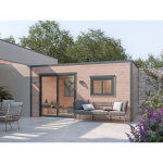 Studio de jardin 5x3 design - bois douglas epaisseur 55mm - porte coulissante - toiture acier avec voliges ...