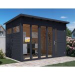 Studio de jardin bertilo 19mm pentus 3 avec plancher 337 x 234cm anthracite