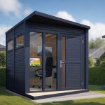 Studio de jardin bertilo concept office avec plancher 234 x 226 cm anthracite