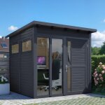 Studio de jardin bois bertilo 19mm pentus 2 avec plancher 4, 75m� anthracite