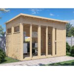 Studio de jardin bois bertilo 19mm pentus 3 avec plancher 7, 65m� natural