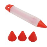 Stylo d'�criture alimentaire en silicone � 4 buses, outils de d�coration de chocolat, moule � gteau (rouge) ...