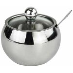 Sucrier en acier inoxydable avec couvercle et cuillre en verre transparent, pot  pices pour th au ...