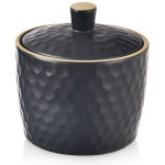 Sucrier en c�ramique noir avec couvercle