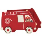 Tirelire camion de pompier conduit par un ourson