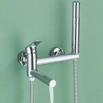 Robinet de baignoire mitigeur de bain en acier inoxydable mural robinet de douche avec douchette � main ...
