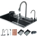 Vier cuisine Évier à cascade numérique évier en acier inoxydable avec distributeur de savon robinet extractibl ... Vier cuisine Évier à cascade numérique évier en acier inoxydable avec distributeur de savon robinet extractibl ...