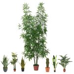 Suinga - plante de bambou artificielle 200cm avec pot plantes en plastique pour la d�coration de jardin ...