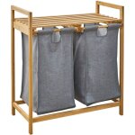 Sula panier  linge collecteur de linge coffre  linge 2 compartiments avec tagre bambou gris - svita ...