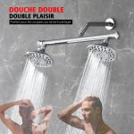 Sumerain pommeau de douche double ronde chrom, douchette double avec 6 modes et tte pivotante 360(150mm) ...