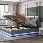 Lit coffre 140x200, lit adult 140x200, lit double, avec sommier  lattes, tte de lit rglable, bande ...