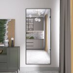 Miroir sur pied rectangle 180 � 80 cm, miroir pleine longueur avec cadre en aluminium, miroir de sol ...