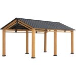 Abri de voiture en bois de cdre diran en anthracite - 336cm x 603cm
